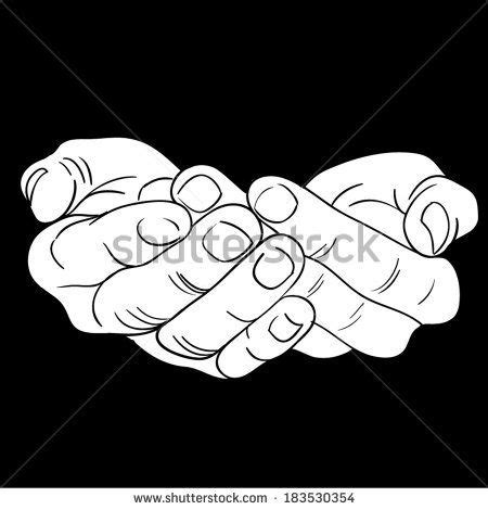 black and white drawing of two hands shaking each other with their ...