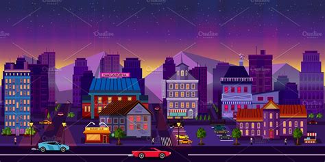 Night City Background 2D | Illustrations ~ Creative Market