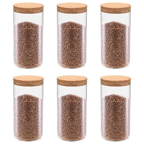 Storage Glass Jars with Cork Lid 6 pcs 1100 ml