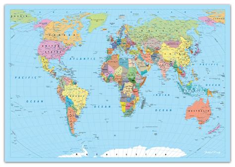 Faithful Prints World Map Poster Atlas Print Educational Classroom ...