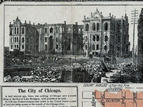 Vintage Map of The Chicago Great Fire 1871