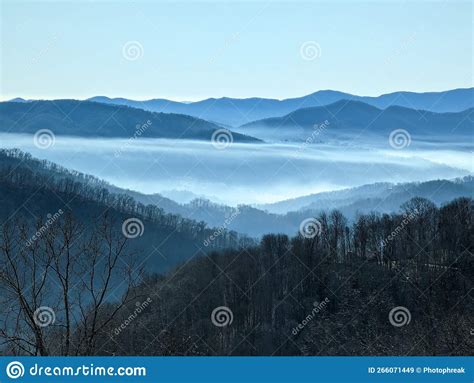 Blue Ridge Mountains in Winter with Low Clouds Stock Image - Image of morning, reflection: 266071449
