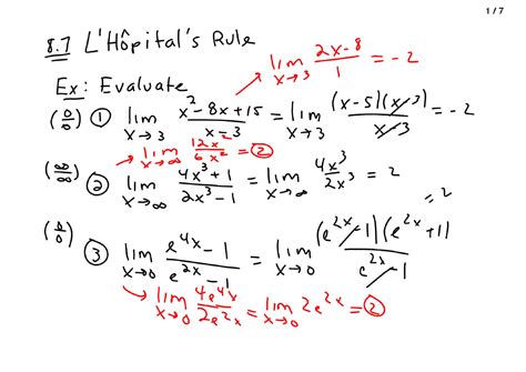 L Hopital Rule - AP Calculus BC - Lecture Notes - Docsity