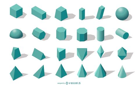 3D Geometric Shapes Collection Vector Download