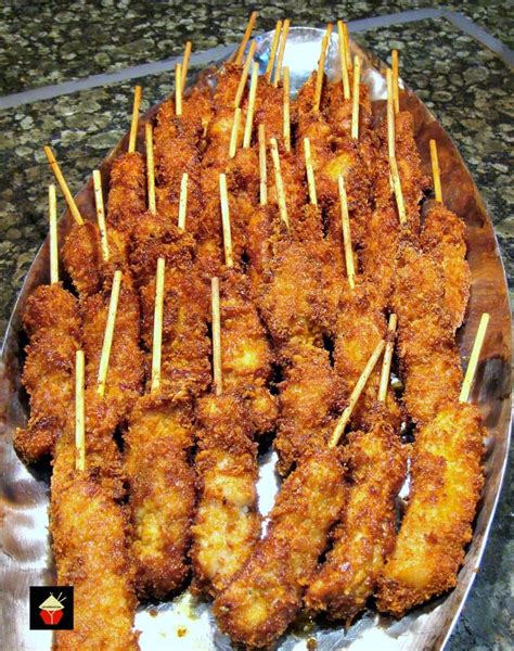Breaded Chicken Skewers. These are a wonderful little appetizer or party food. Quick and easy to ...