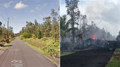 Before and after images illustrate the damage caused by lava from ...