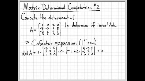 Matrix Determinant Computation #2 (4x4) - Linear Algebra Example Problems - YouTube