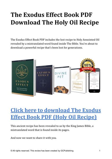 The Exodus Effect Book PDF Download Holy Oil Recipe | Joomag Newsstand