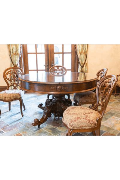 Walnut Dining Table with Five Chairs - Victorian Collector Antiques