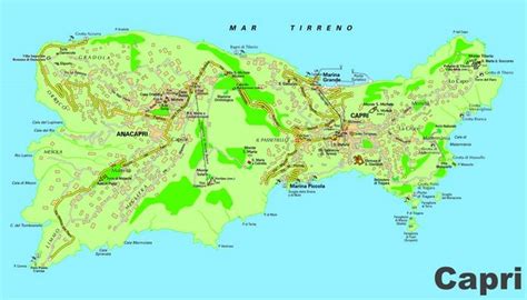 a map of capri showing the major roads