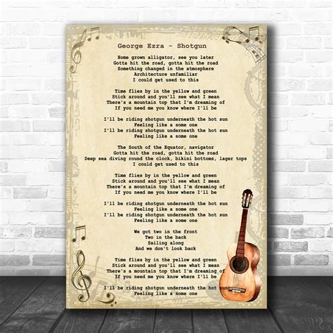 George Ezra - Shotgun Song Lyric Guitar Music Wall Art Print - Song ...