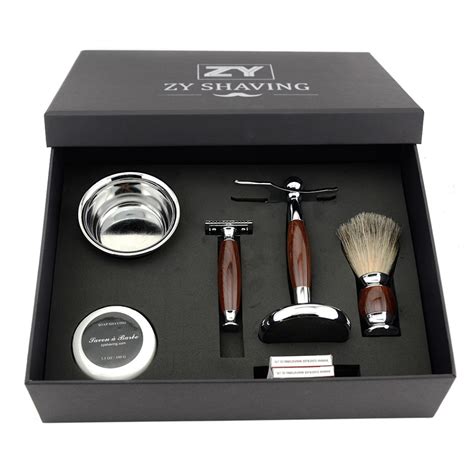 ZY Men Luxury Shaving Gift Set Kit Double Edge Safety Razor Badger Hair ...