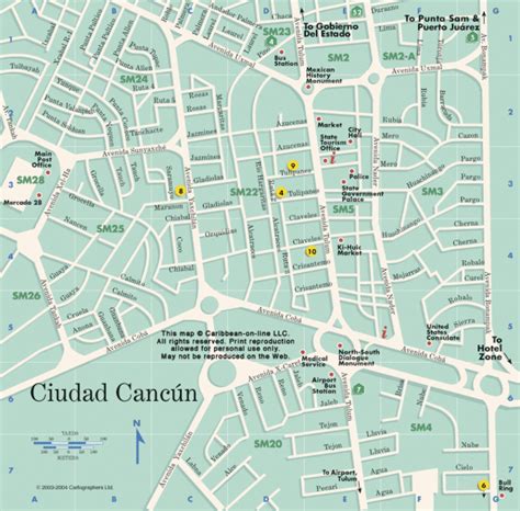 Ciudad Cancún Map (Mexico-On-Line)