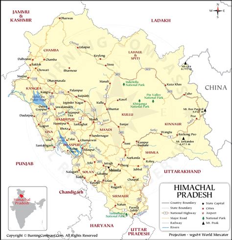 Tourist Map Of Himachal Pradesh Free - Infoupdate.org