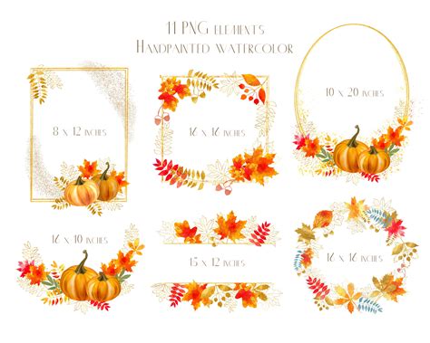 Autumn Frames Clipart Fall Clipart Watercolor Autumn Leaves - Etsy