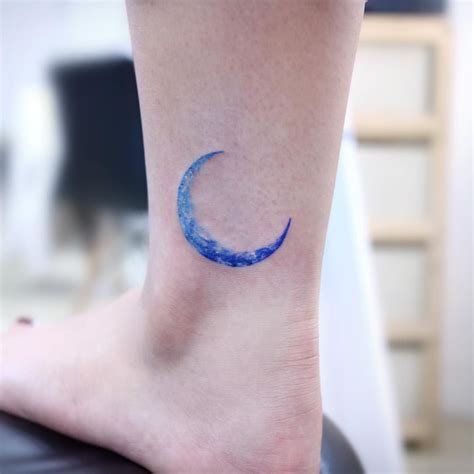 Cresent Moon Tattoo, Blue Moon Tattoo, Blue Ink Tattoos, Moon Phases Tattoo, Small Tattoos ...