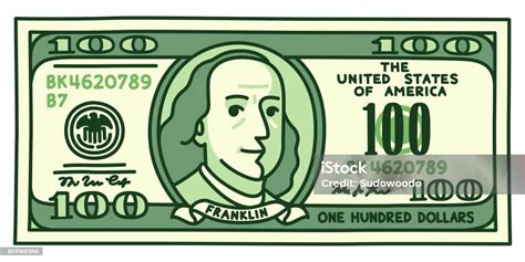 Cartoon 100 Dollar Bill Stock Illustration - Download Image Now - US ...