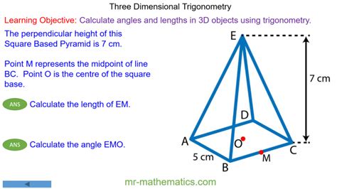 Solving 3D Problems using Trigonometry - Mr-Mathematics.com Learning Objectives, Student ...