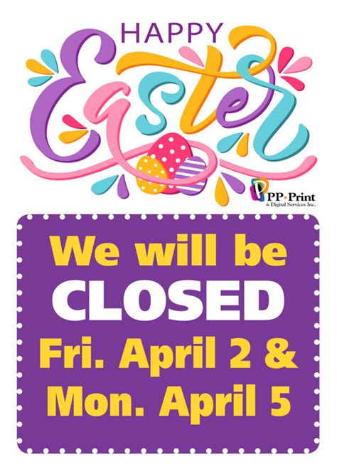 Easter Closed Sign - Port Perry Print