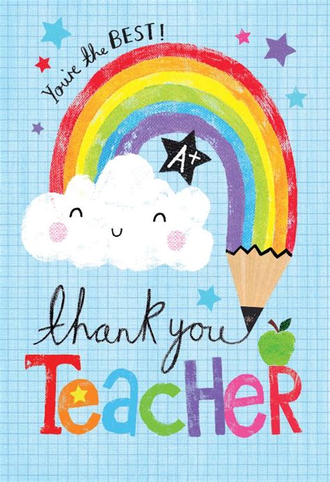 Rainbow pencil - Thank You Card For Teacher | Greetings Island | Happy teachers day card ...