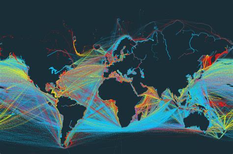 World Map Showing Only Shipping Routes - MoverDB.com