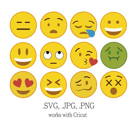 Cricut Emoji Svg Files Emoji Svg Collection Emoji Clipart Etsy New ...