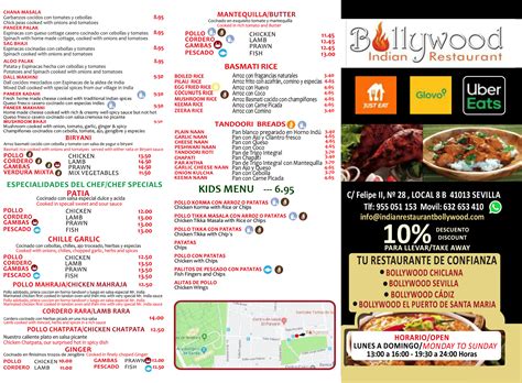 Menu | Bollywood Indian Restaurant Sevilla