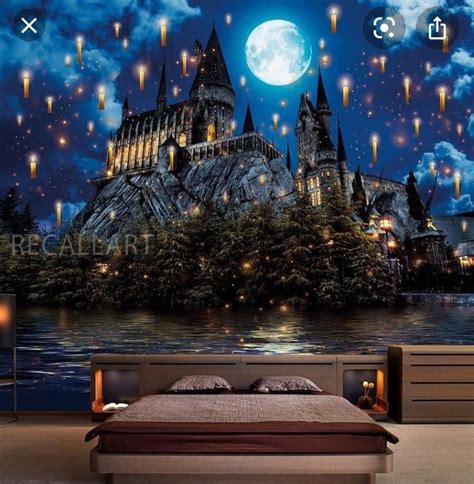 Sticky wallpaper for bedroom, Harry Potter hogwarts view ⚡️🤩🤩 | Harry potter bedroom decor ...