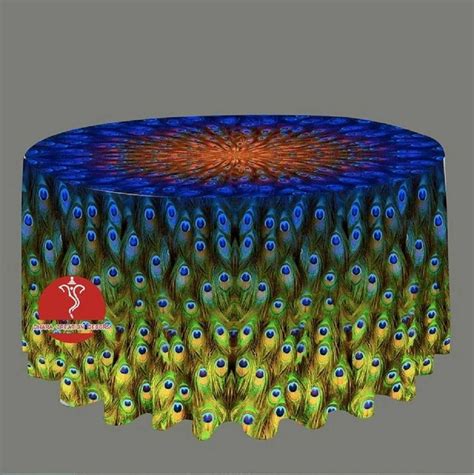 Round Multicolor Peacock Print Table Cover, Polyester, Size: 9x9 Ft at Rs 899/piece in Surat