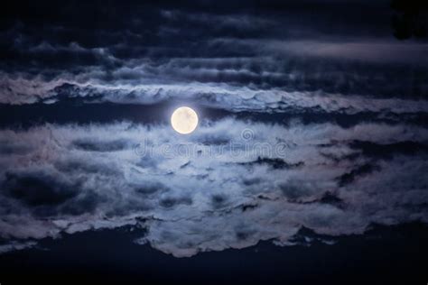 Bright Moon and Clouds in the Dark Night Sky_ Stock Photo - Image of planet, cloudy: 122524004