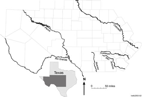 Location of major rivers in the Edwards Plateau area. | Download ...