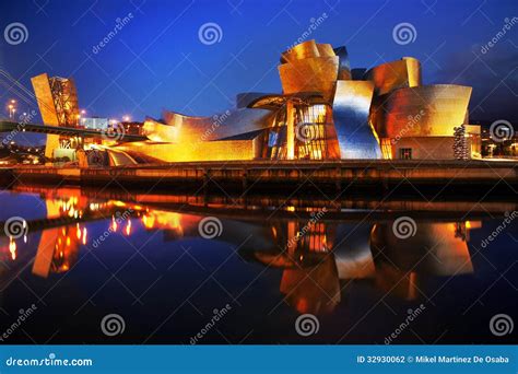 Guggenheim Museum in Bilbao, Spain at Night Editorial Photography ...