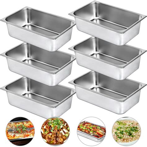 VEVOR Set of 6 Hotel Pan Steam Table Pan Full Size 20x12x6 Inch Stainless Steel - Walmart.com ...