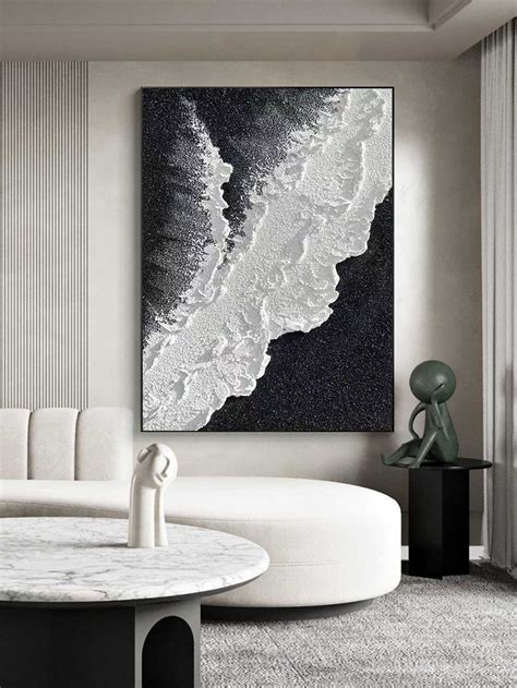 Black Textured Wall Art Black and White Abstract Art Black and White Painting Black and White ...