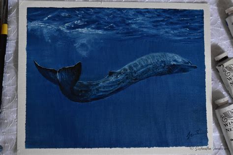 Blue Whale Giclee Print on Canvas of Oil Painting Fine art | Etsy