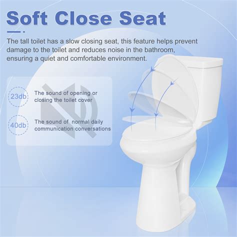 SUPERFLO 21 Inch Extra Tall Toilet, Comfort Seat, Single Flush, Ideal for Seniors & Tall ...