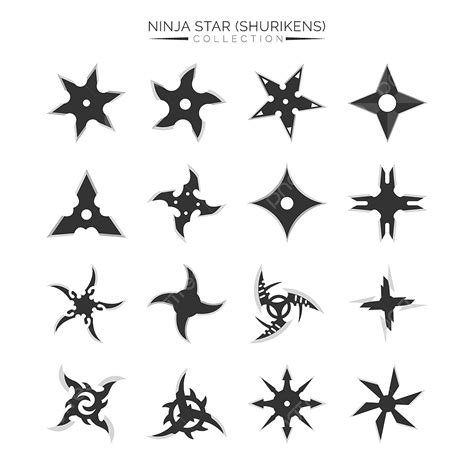 Ninja Shuriken Vector PNG Images, Ninja Star Shurikens Vector Collection, Black, Collection ...