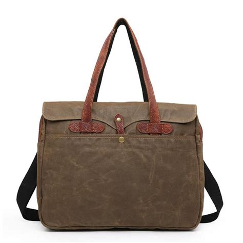 Waterproof Briefcase with Shoulder Strap Waxed Canvas | Waterproof briefcase, Leather weekender ...