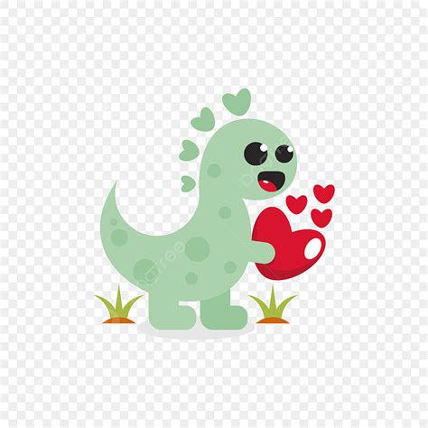 Love Valentines Day Vector Design Images, Cute Dinosaur Gives Love For Valentine S Day, Dinosaur ...