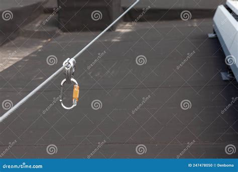 Safety cable on the roof stock photo. Image of components - 247478050