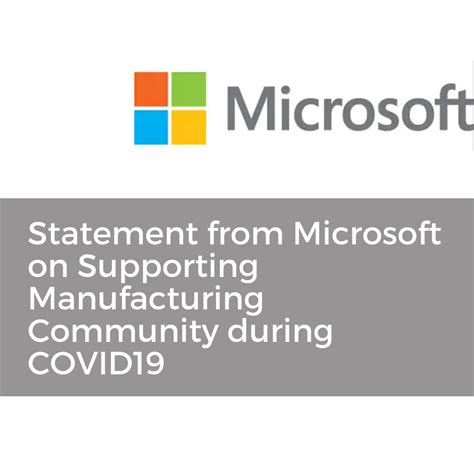 Statement from Microsoft on Supporting Manufacturing Community during COVID19 - AREA