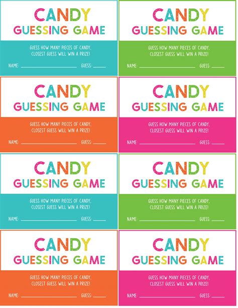 Free Printable Candy Guessing Game, perfect for the classroom! - Favorite Printables