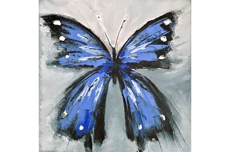 Butterfly oil painting Original artwork on canvas Blue | Etsy