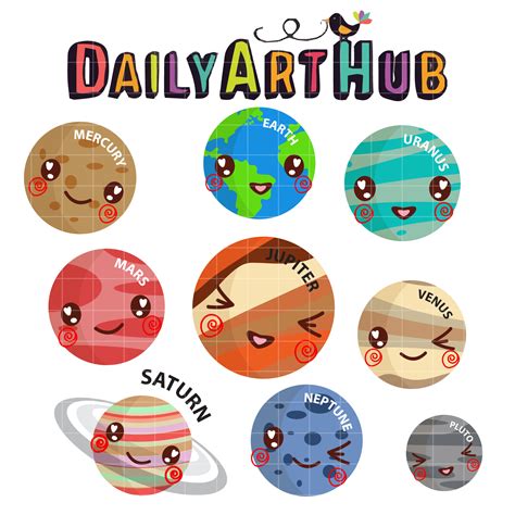 Cute Planets Clip Art Set – Daily Art Hub // Graphics, Alphabets & SVG