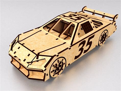 Laser Cut NASCAR Toy Race Car Model PDF File - ARABIC CNC