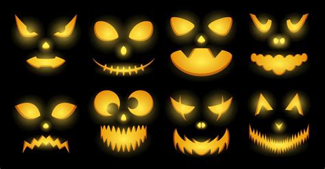 Halloween Pumpkin Face set, Vector illustration 13930397 Vector Art at ...