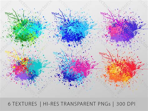 Colorful Transparent Paint Splatter PNG Texture Pack Sublimation or ...