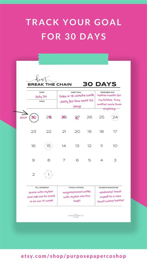 Dont Break the Chain Habit Building Tracker 30 Day 60 Day / - Etsy | Goals planner, Planner ...