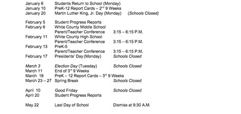 White County Schools 2019-2020 School Calendar | Upper Cumberland Reporter