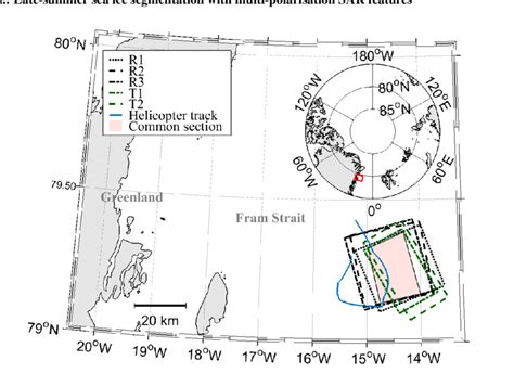 Map of the western Fram Strait showing the location of the satellite... | Download Scientific ...